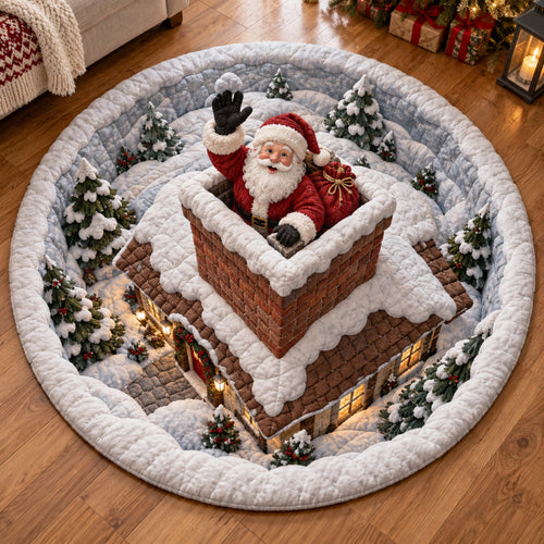 Gingerbread Santa House Quilted Round Mat SN0TV449
