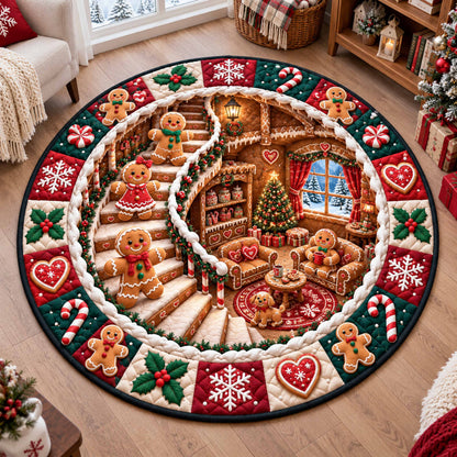 Gingerbread Steps Quilted Round Mat SN0TD895