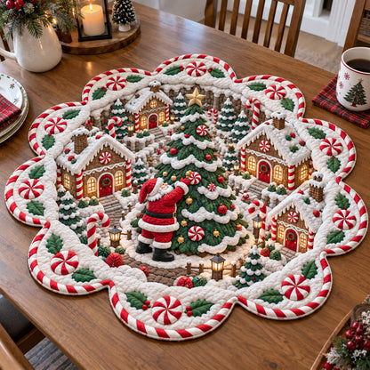 Gingerbread Village Custom Shape Quilted Table Topper SN0TV482