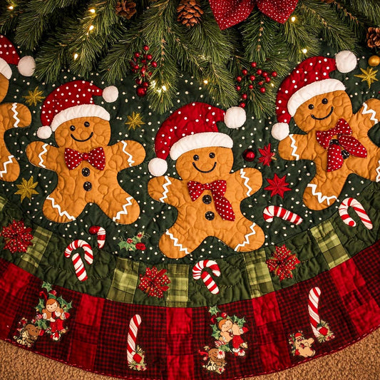 Gingerbread Village Delight Christmas Quilted Tree Skirt NCU0DK1486