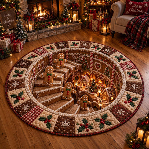 Gingerbread Village Hideaway Quilted Round Mat SN0DV800