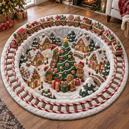 Gingerbread Winter Village Quilted Round Mat SN0TV463