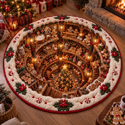 Gingerbread Wonderland Quilted Round Mat SN0TD758