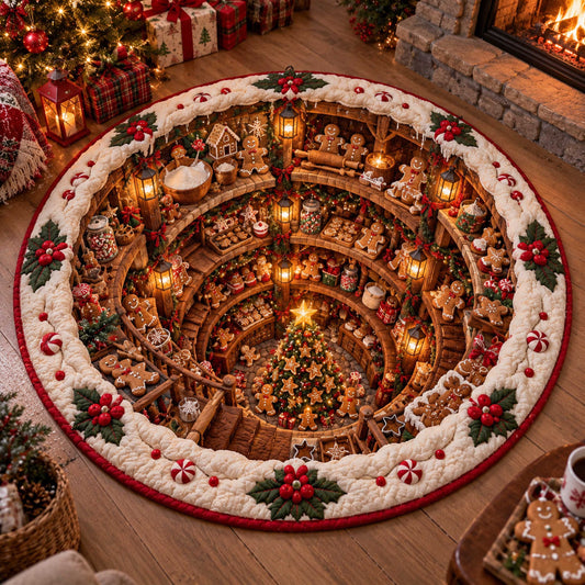 Gingerbread Wonderland Quilted Round Mat SN0TD758