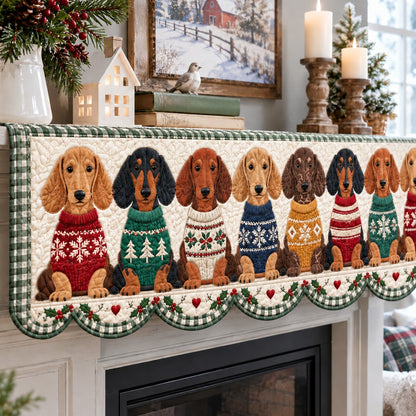 Gingham Sweater Doxies Quilted Mantel Scarf SN0TV930