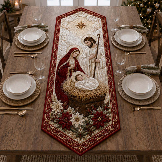 Glorious Nativity Dawn Custom Shape Quilted Table Runner SN0HH0267