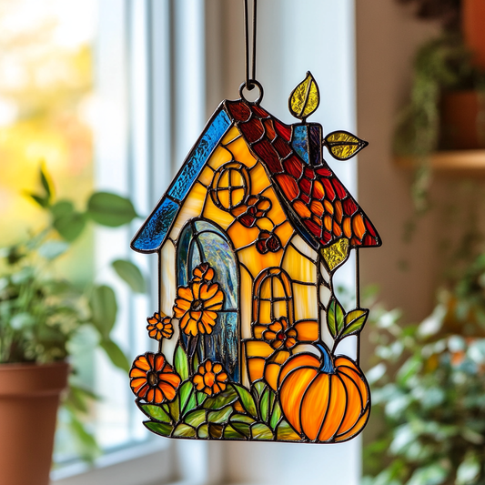 Glowing Autumn House - Window Hanging Suncatcher NCU0PD170