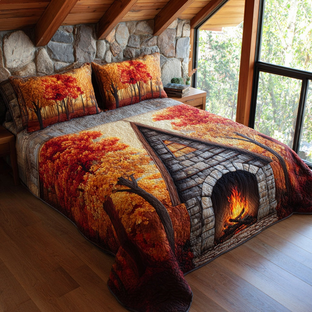 Glowing Hearth 3-Piece Quilted Bedding Set NCU0LV137