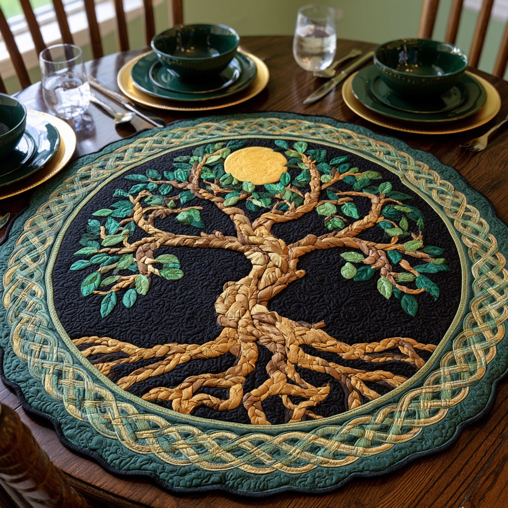 Glowing Sun Custom Shape Quilted Table Topper NCU0LV297