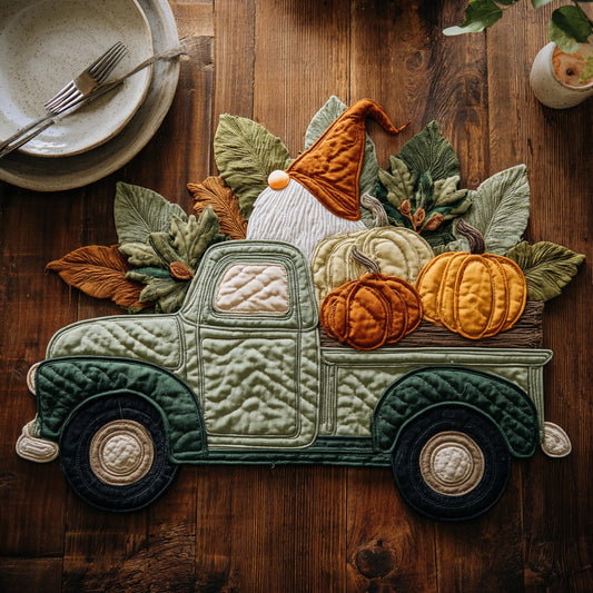 Gnome Pumpkin Patch Custom Shape Quilted Placemat NCU0LV016