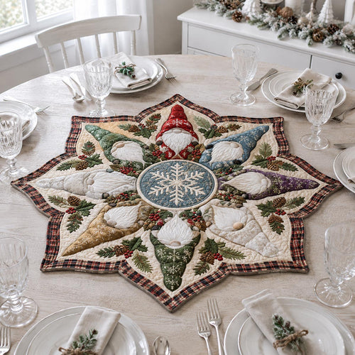 Gnome Snowflake Custom Shape Quilted Table Topper SN0DV325