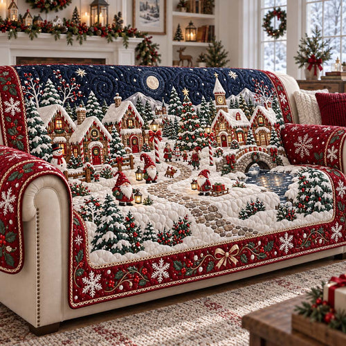 Gnome Village Quilted Sofa Cover SN0HH0481