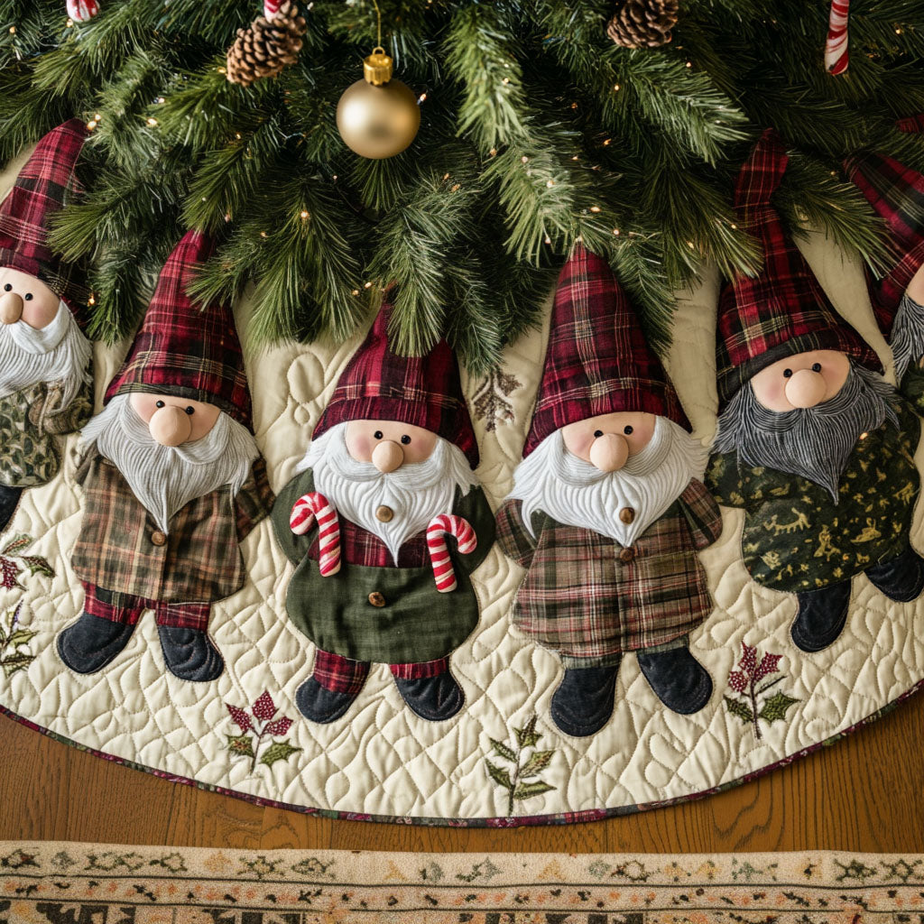 Gnome for the Holidays Quilted Christmas Tree Skirt NCU0PT1136