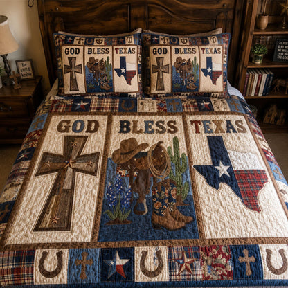 God Bless Texas 3-Piece Quilted Bedding Set SN0PT090