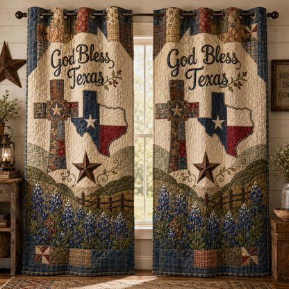 God Bless Texas Quilted Curtains SN0DV074