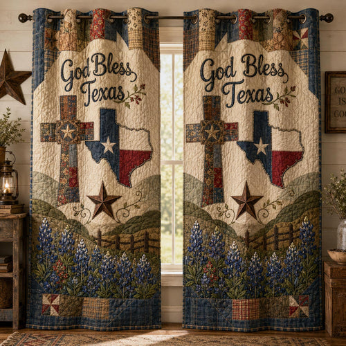 God Bless Texas Quilted Curtains SN0DV074