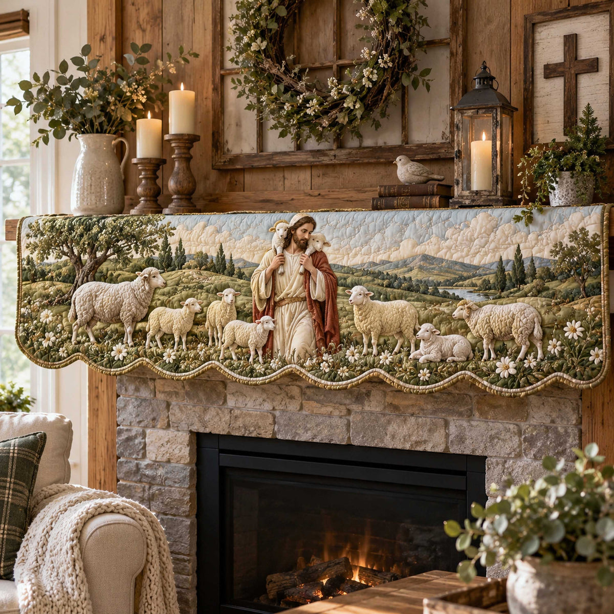 God Mercy Quilted Mantel Scarf SN0TD610