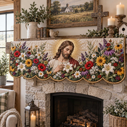 God Peace Quilted Mantel Scarf SN0TD611