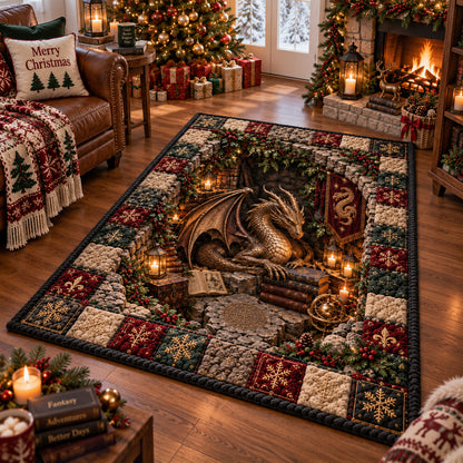 Golden Scholar Dragon Area Rug SN0DV844