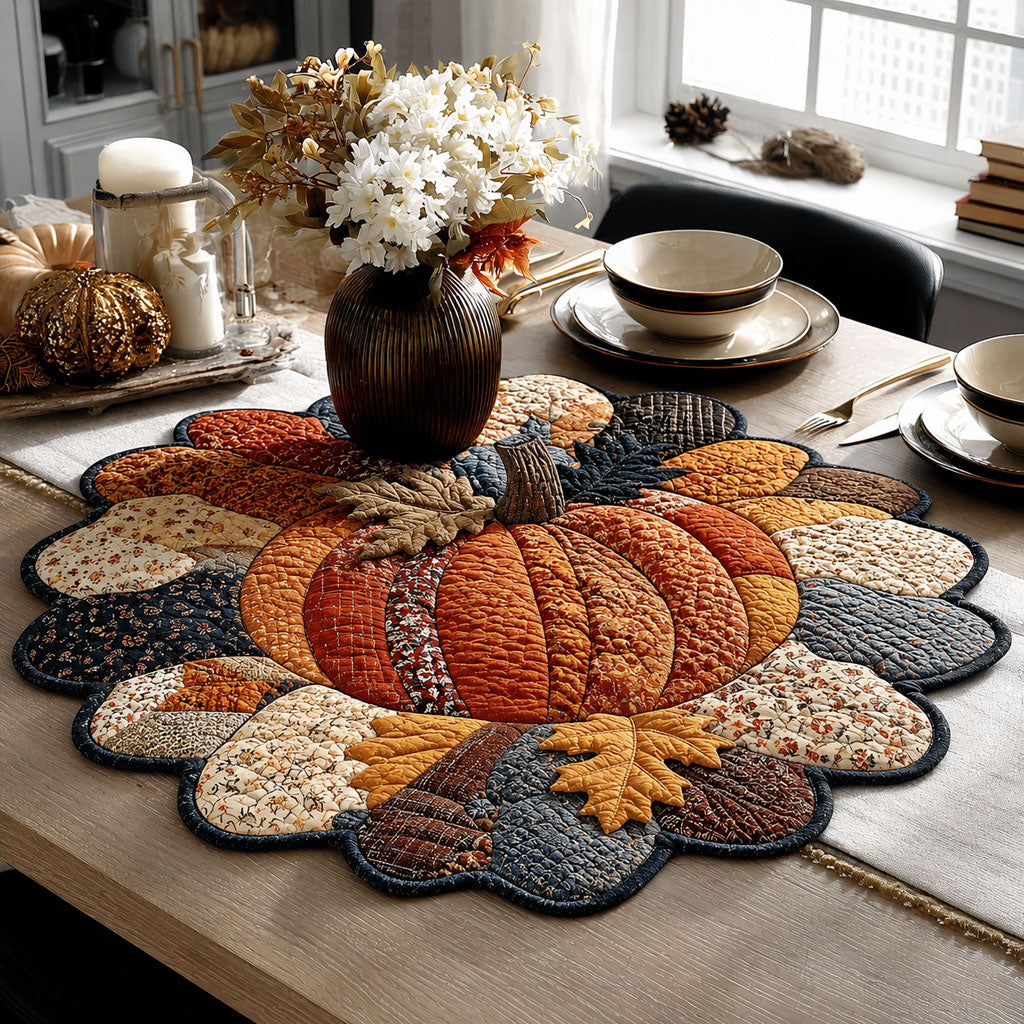 Golden Autumn Splendor Custom Shape Quilted Table Topper SN0PT378