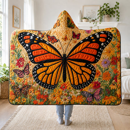 Golden Butterfly Quilted Hooded Blanket SN0HH0158