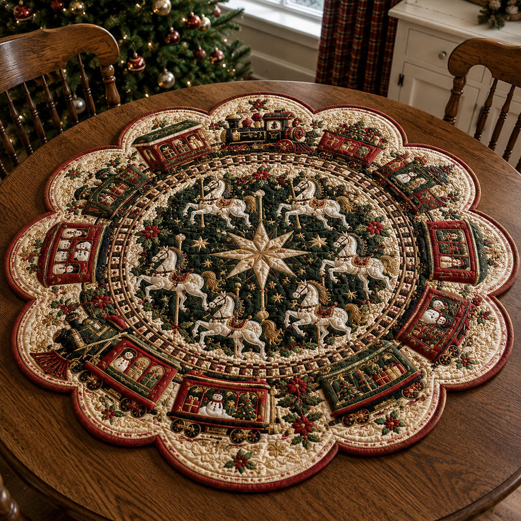 Golden Carousel Dreams Custom Shape Quilted Table Topper SN0PT912