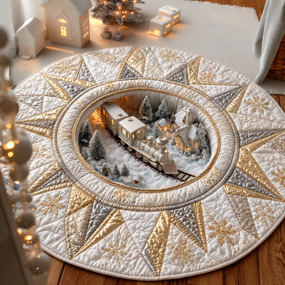Golden Christmas Express Quilted Round Mat SN0DV756