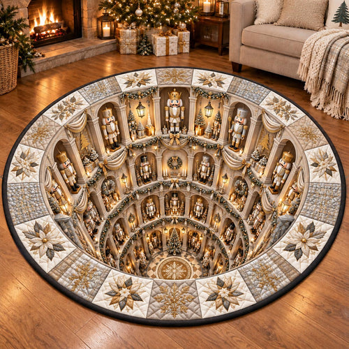Golden Christmas Hall Quilted Round Mat SN0DV802