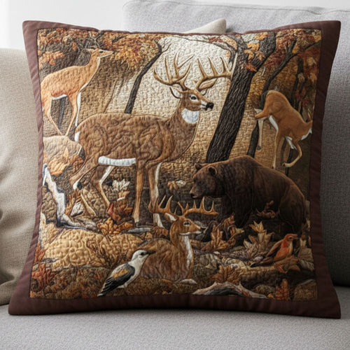 Golden Deer Quilted Pillow Case NCU0NNT1896