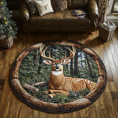 Golden Deer Quilted Round Mat NCU0DK8067