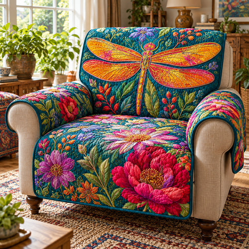 Golden Dragonfly Quilted Sofa Cover SN0DV1078