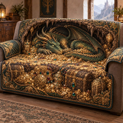 Golden Dragonkeep Quilted Sofa Cover SN0TV845