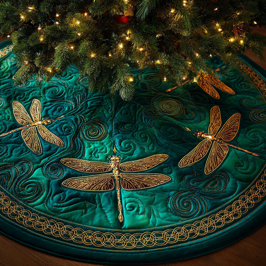 Golden Drift Christmas Quilted Tree Skirt NCU0NTV426