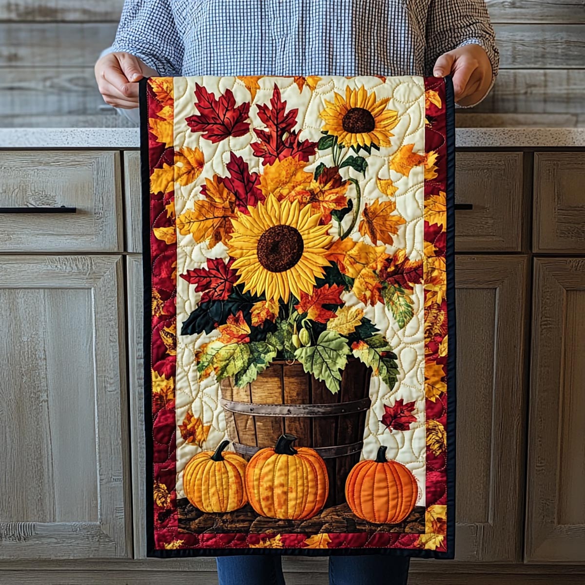 Golden Fall Moments Quilted Table Runner NCU0TL1349