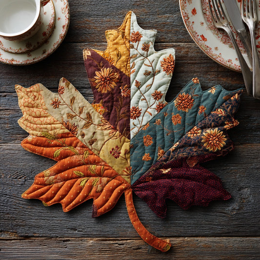 Golden Floral Bloom Custom Shape Quilted Placemat NCU0LV004