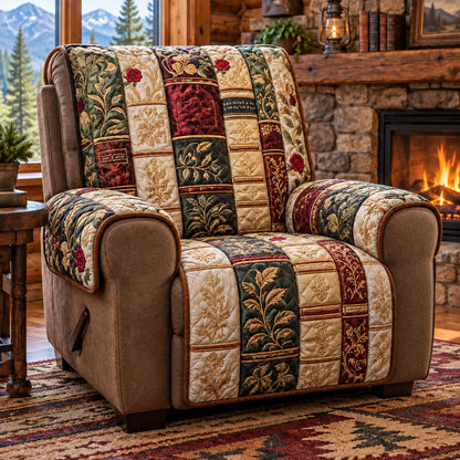 Golden Floral Spines Quilted Sofa Cover SN0PT1447