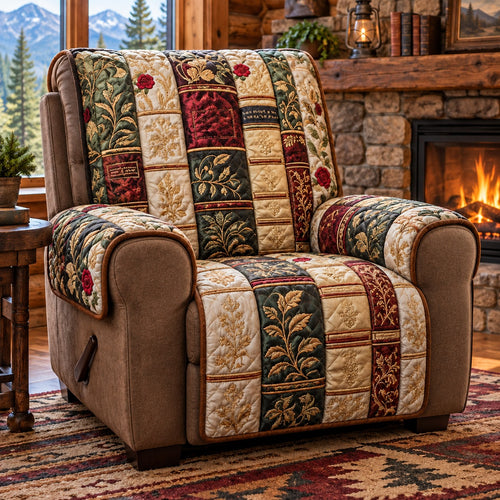 Golden Floral Spines Quilted Sofa Cover SN0PT1447