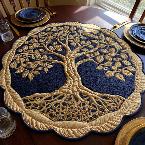 Golden Foliage Custom Shape Quilted Table Topper NCU0LV282