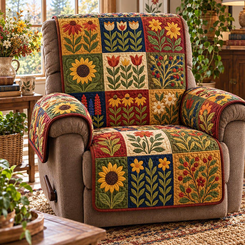 Golden Folk Garden Quilted Sofa Cover SN0DV1091