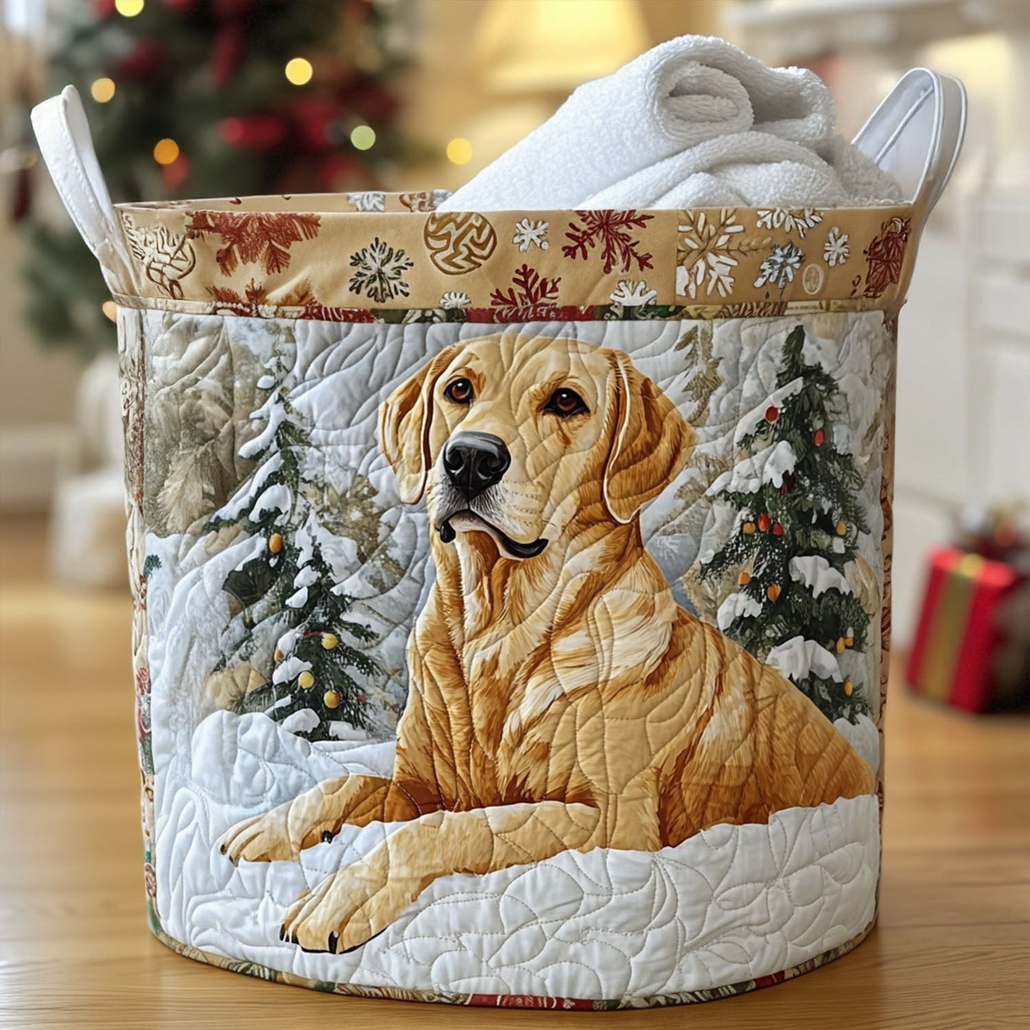 Golden Glow Quilted Laundry Basket NCU0PTT1443