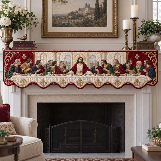 Golden Last Supper Quilted Mantel Scarf SN0HH0824