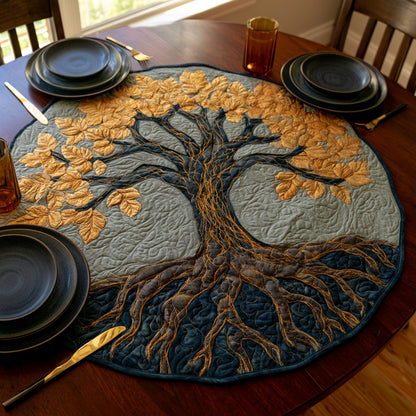 Golden Leaves Custom Shape Quilted Table Topper NCU0LV280
