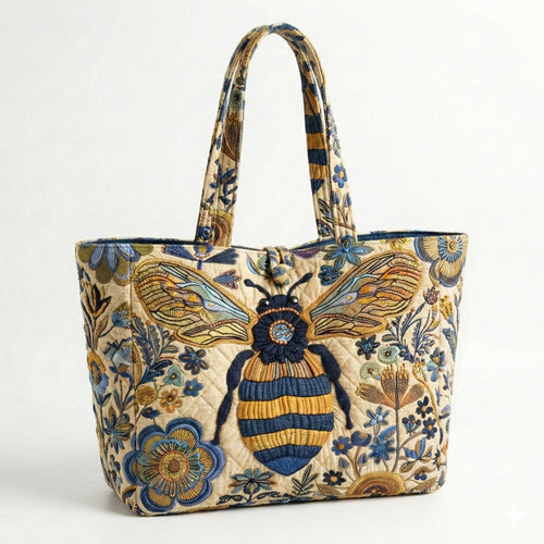 Golden Meadow Bee Quilted Classic Tote Bag SN0NT018