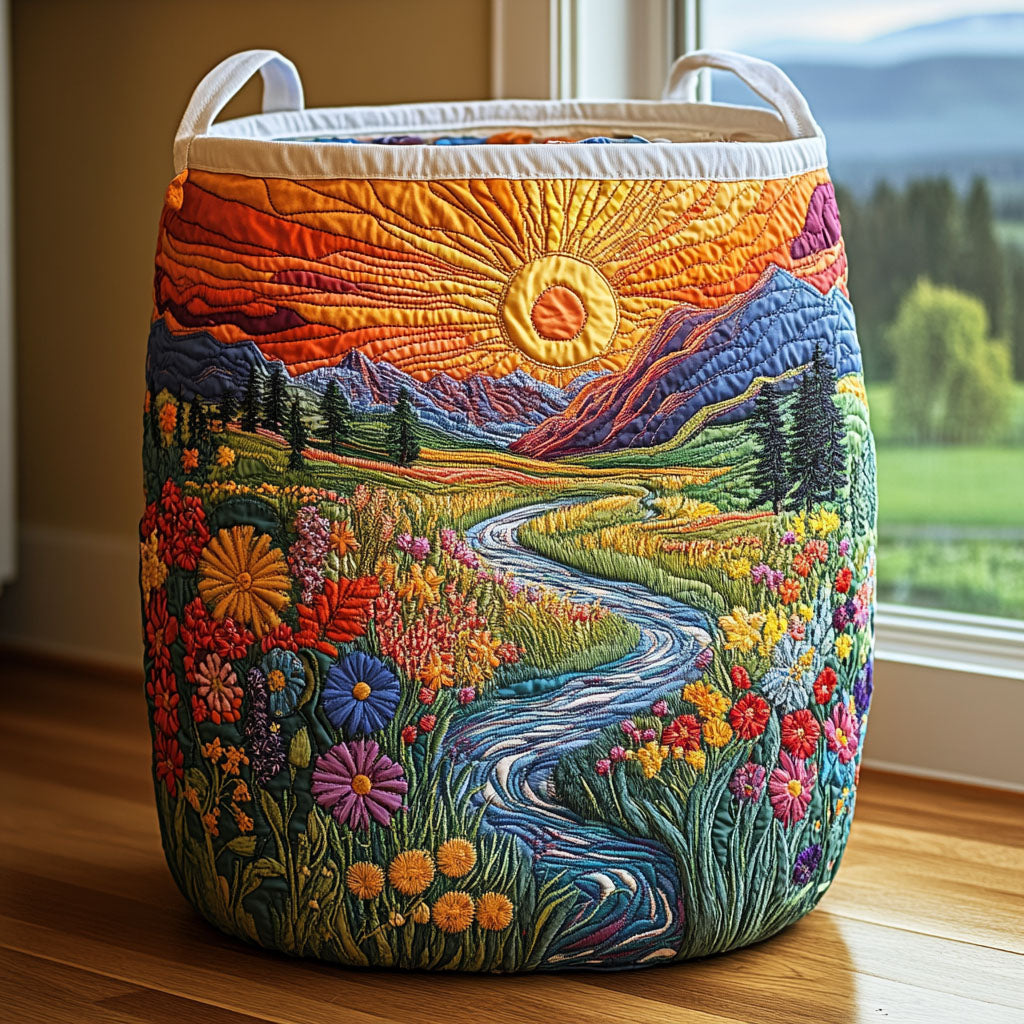 Golden Meadow Quilted Laundry Basket NCU0DDK1014