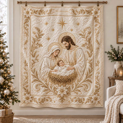 Golden Nativity Quilted Blanket SN0HH0858