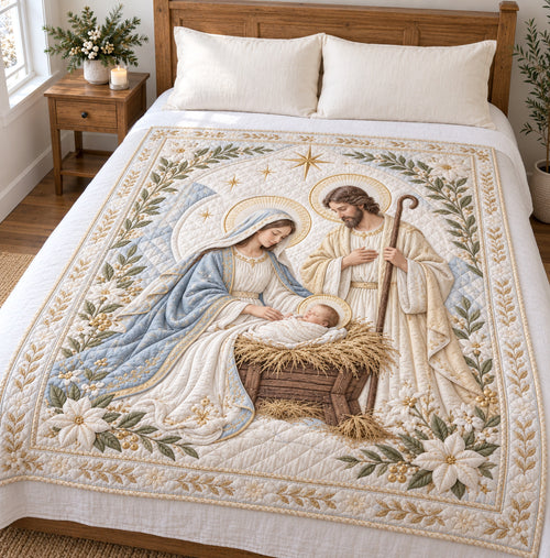 Golden Nativity Quilted Blanket SN0TV811