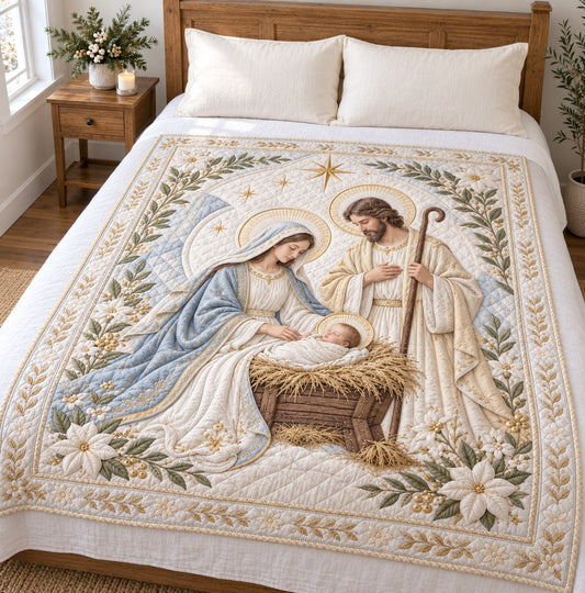 Golden Nativity Quilted Blanket SN0TV811