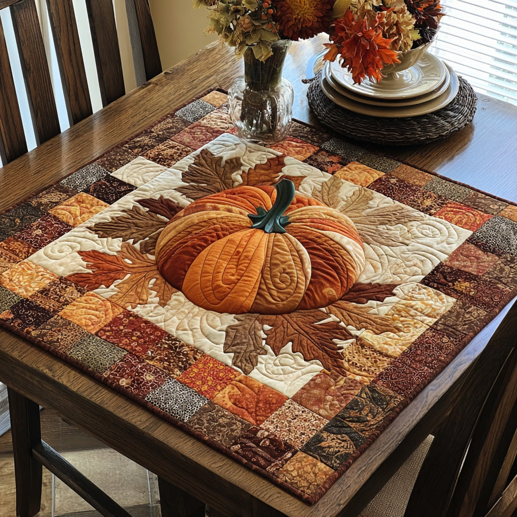 Golden Patchwork Quilted Table Topper NCU0PVL553