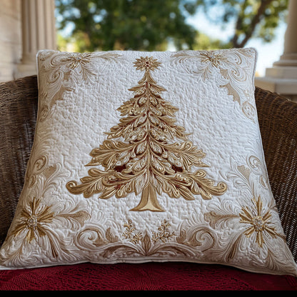 Golden Poinsettia Quilted Pillow Case NCU0VL2933