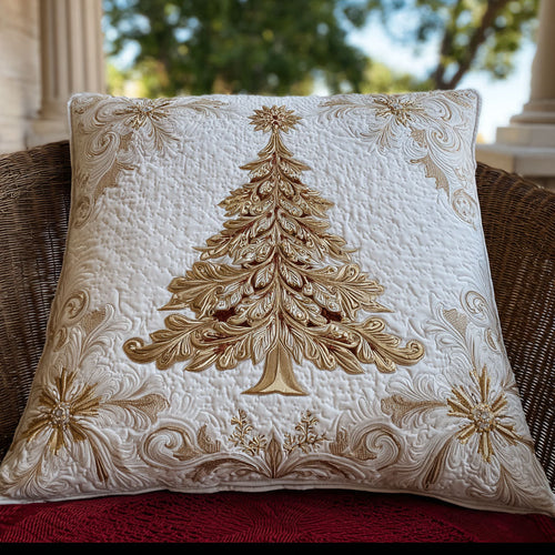 Golden Poinsettia Quilted Pillow Case NCU0VL2933